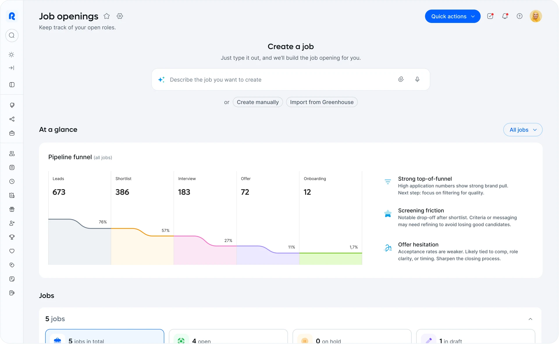 Remote Recruit dashboard in use